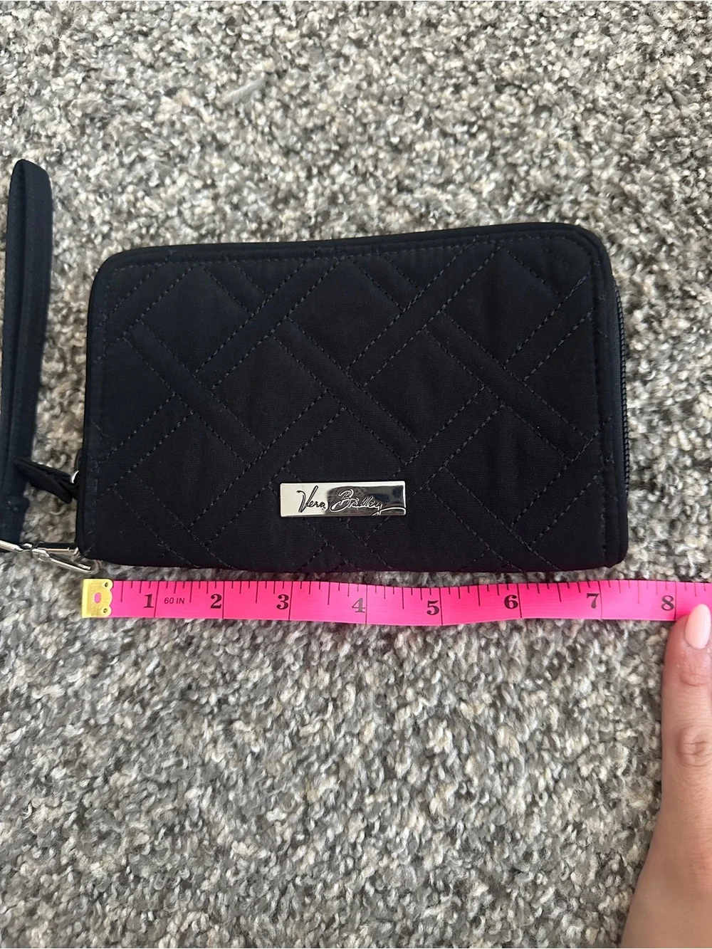 Vera Bradley Black Quilted Zip-Around Wristlet Card Holder